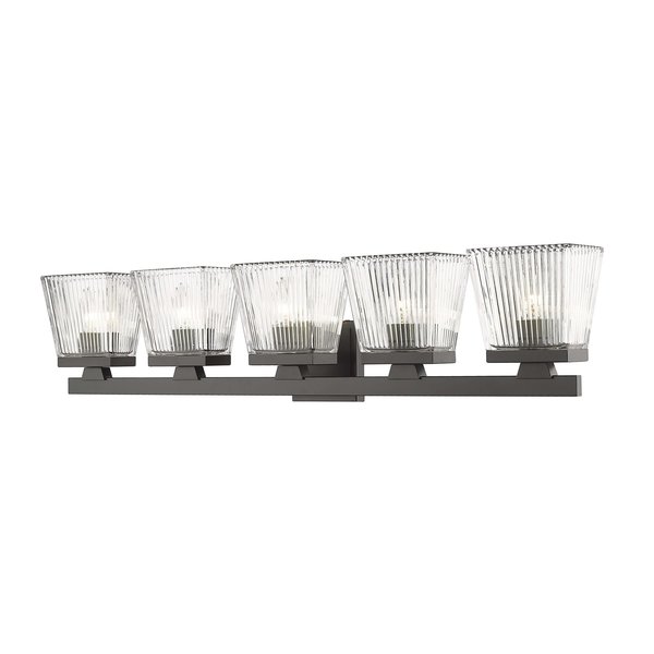 Z-Lite Astor 5 Light Vanity, Matte Black & Clear 1936-5V-MB